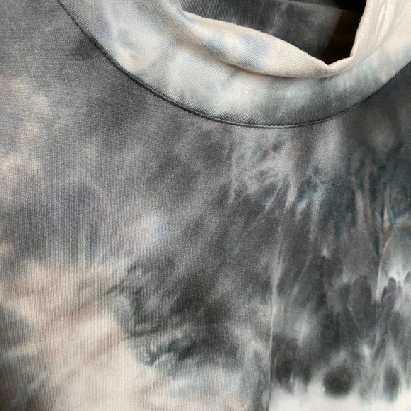 Navy Blue and White Tue Dye Turtleneck Bodysuit - Picture 4 of 6